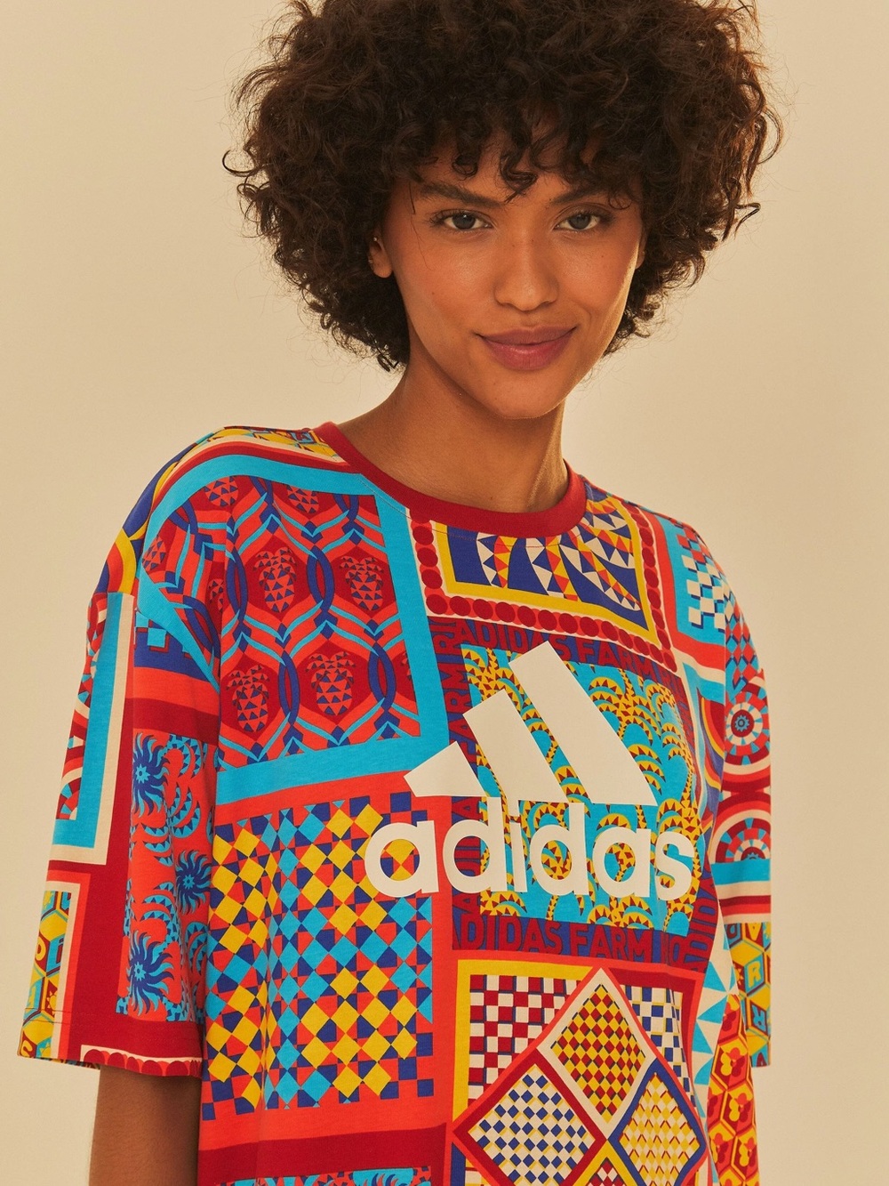 FARM Rio All Over Print Slim T-shirt Dress Adidas Collab Women's Size M - Picture 6 of 13